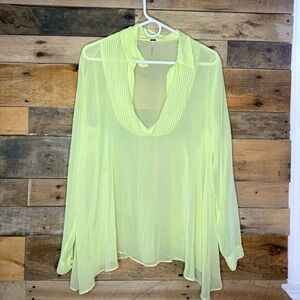 Free people-Sheer Lime Green Blouse